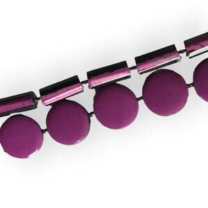 Opera length vintage purple plastic double strand necklace